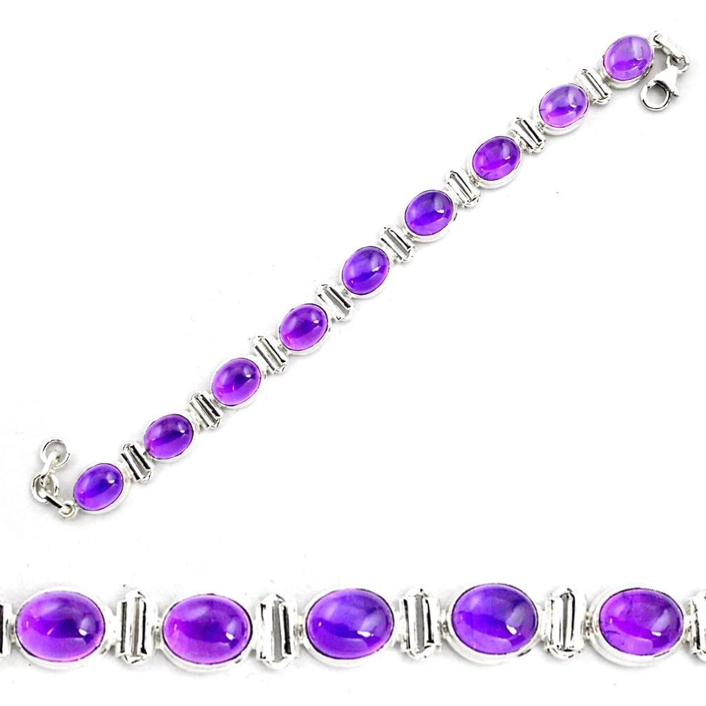 37.41cts natural purple amethyst 925 sterling silver tennis bracelet p87846
