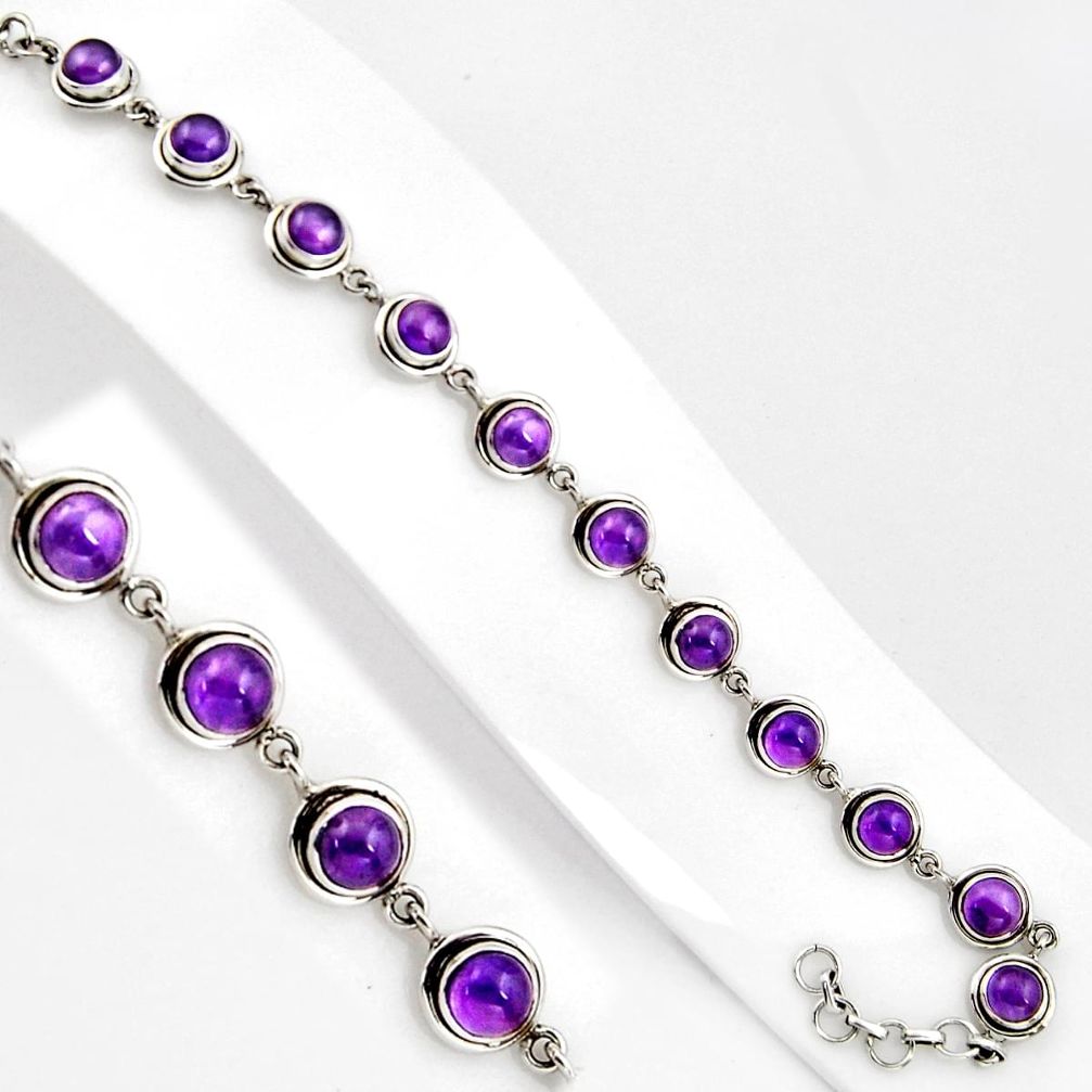 15.64cts natural purple amethyst 925 sterling silver tennis bracelet p89113