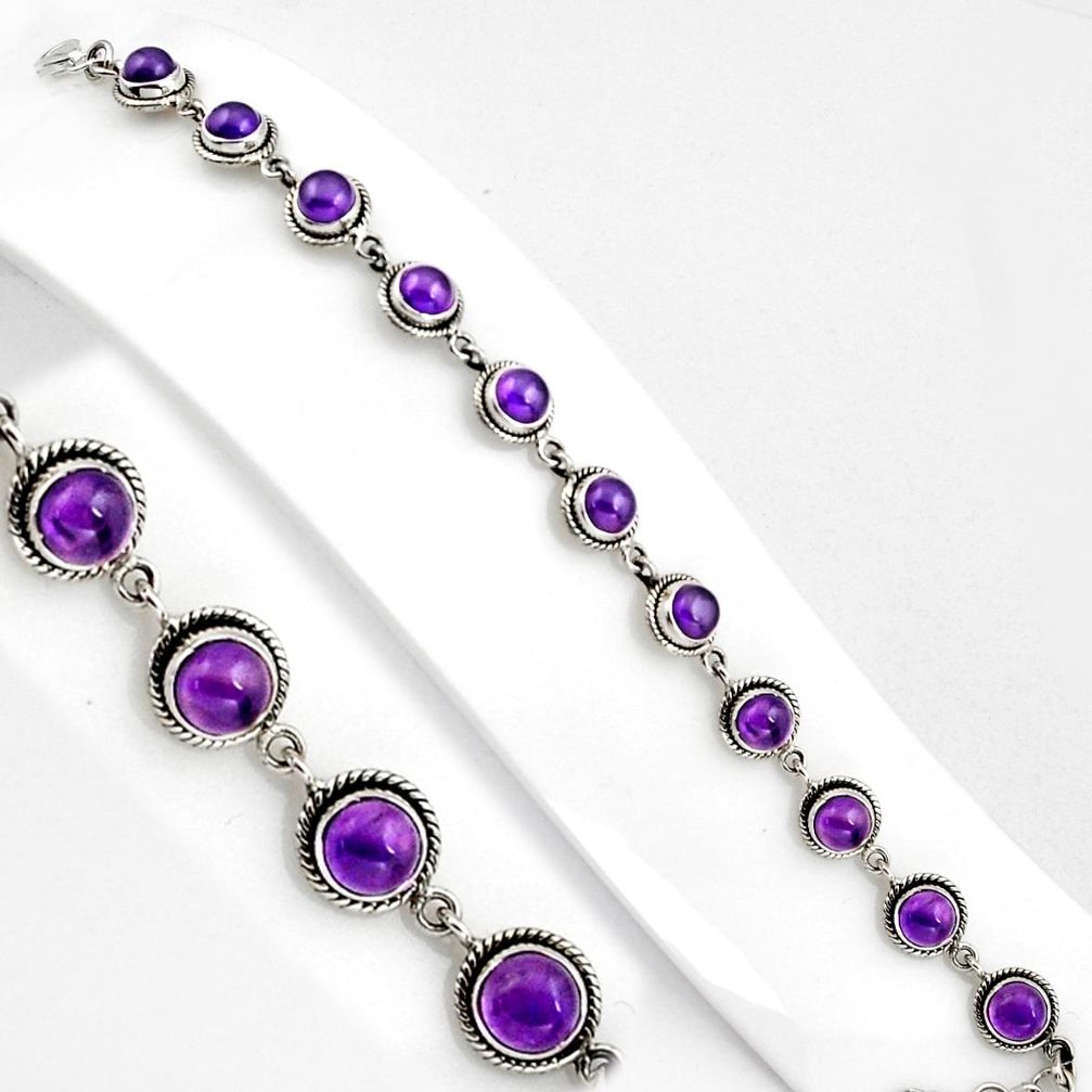 15.64cts natural purple amethyst 925 sterling silver tennis bracelet p89117