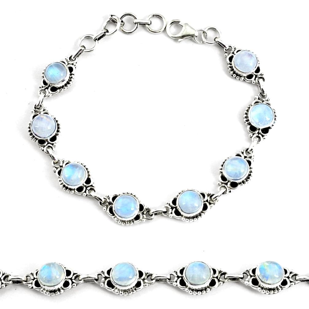 18.72cts natural rainbow moonstone 925 silver tennis bracelet jewelry p68010