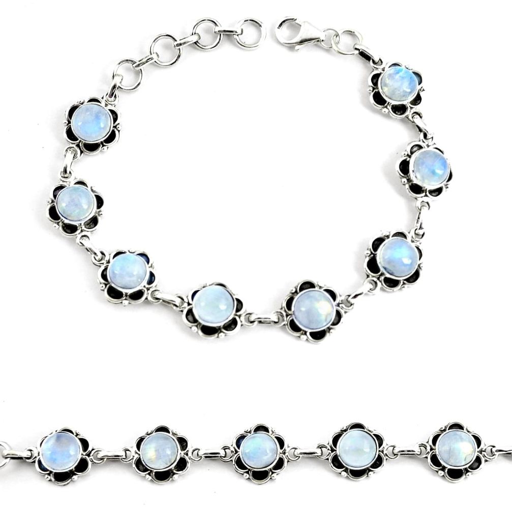 19.89cts natural rainbow moonstone 925 silver tennis bracelet jewelry p68016