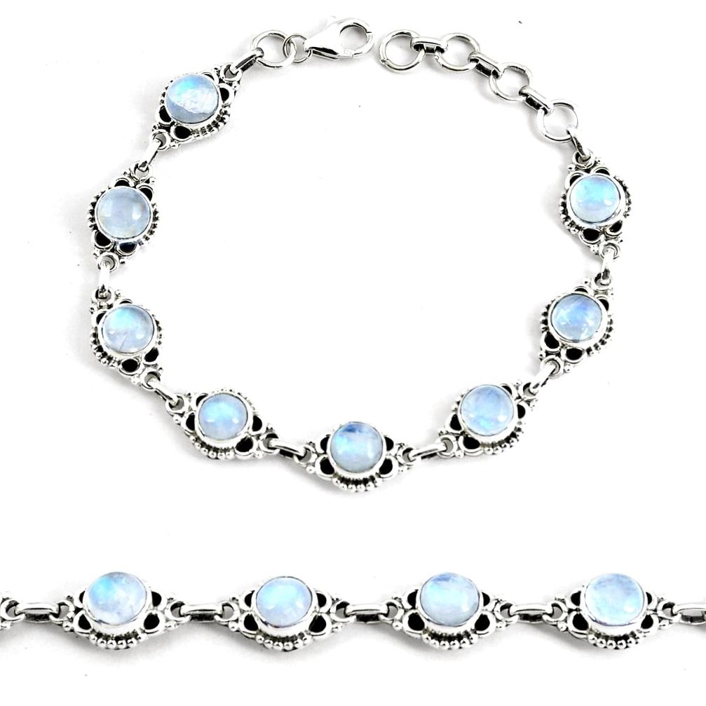 19.04cts natural rainbow moonstone 925 silver tennis bracelet jewelry p68017