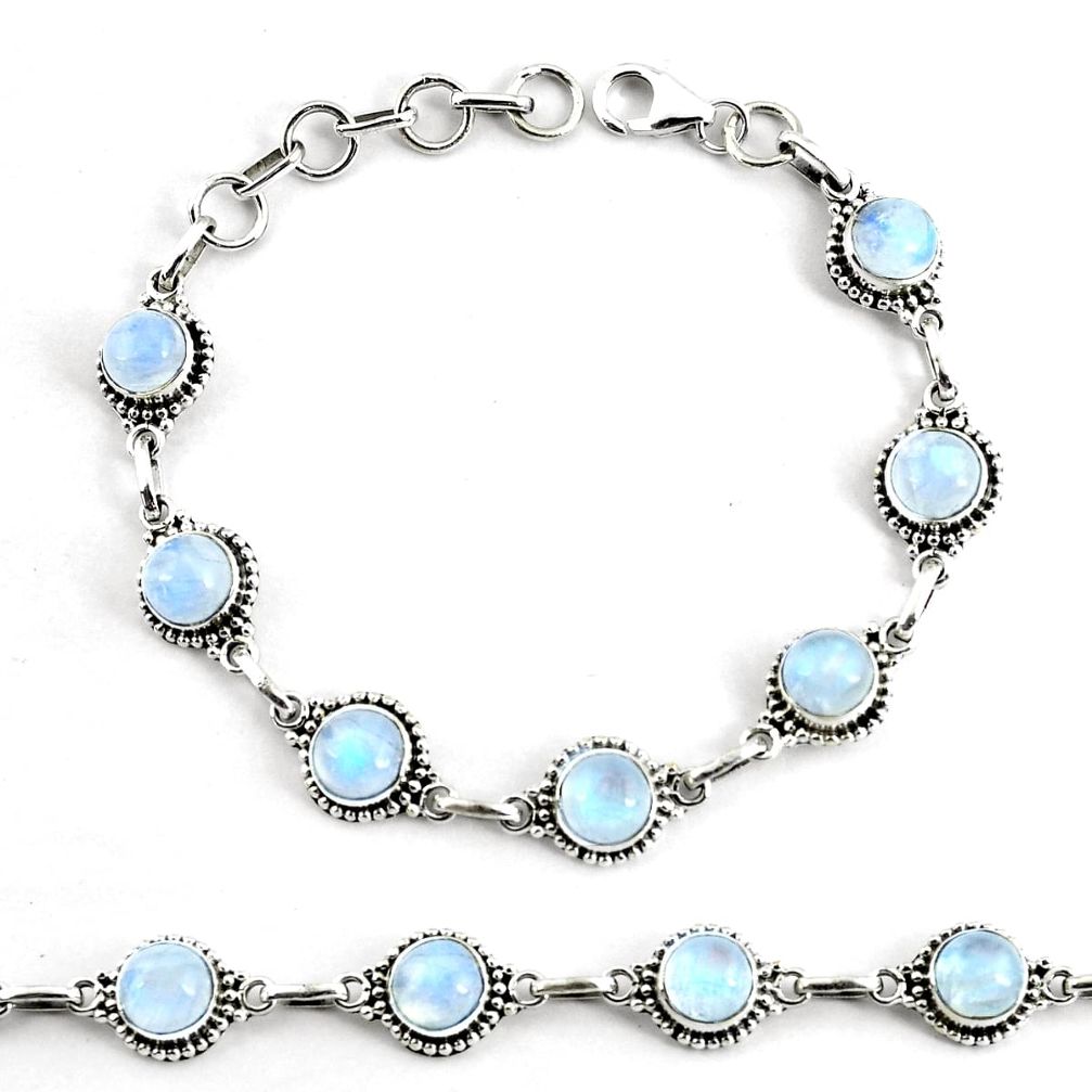 17.84cts natural rainbow moonstone 925 silver tennis bracelet jewelry p68113