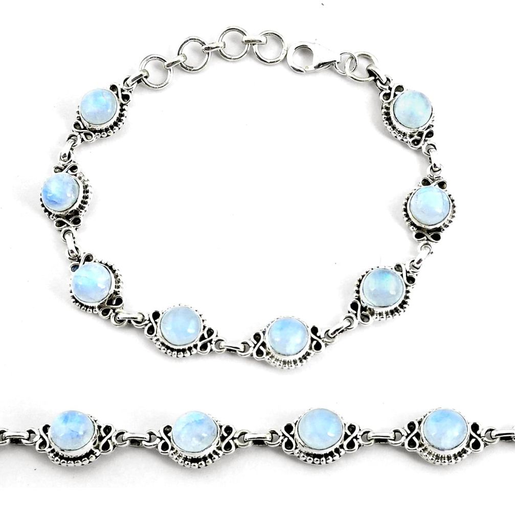 23.45cts natural rainbow moonstone 925 silver tennis bracelet jewelry p68117