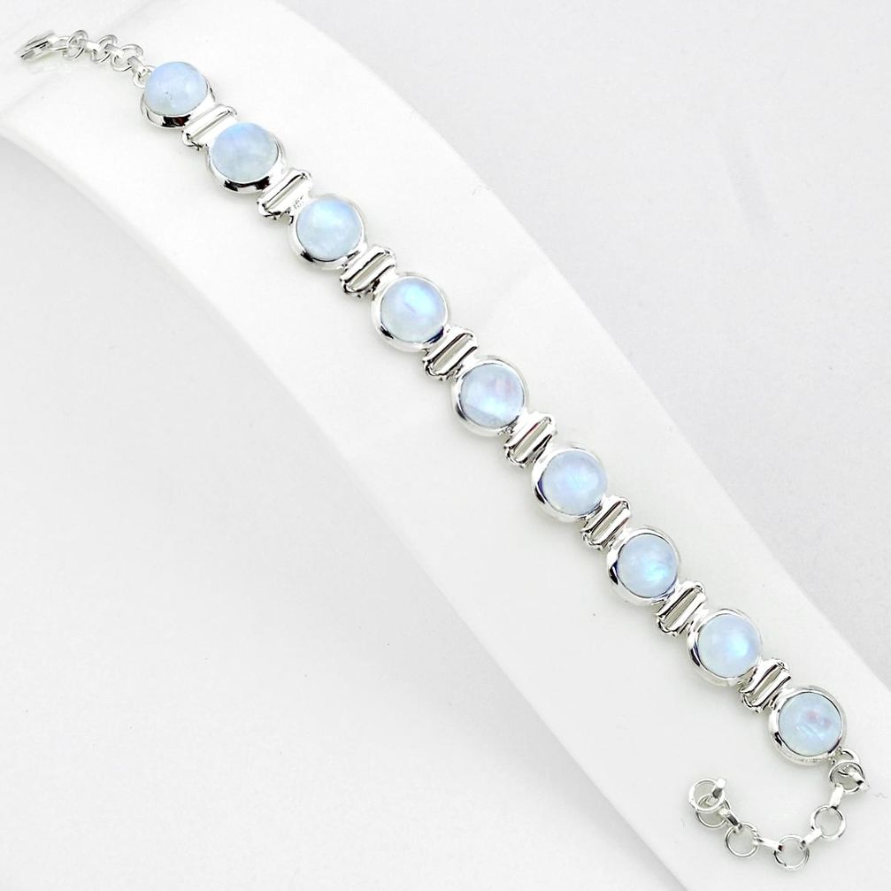 32.86cts natural rainbow moonstone 925 silver tennis bracelet jewelry p81406