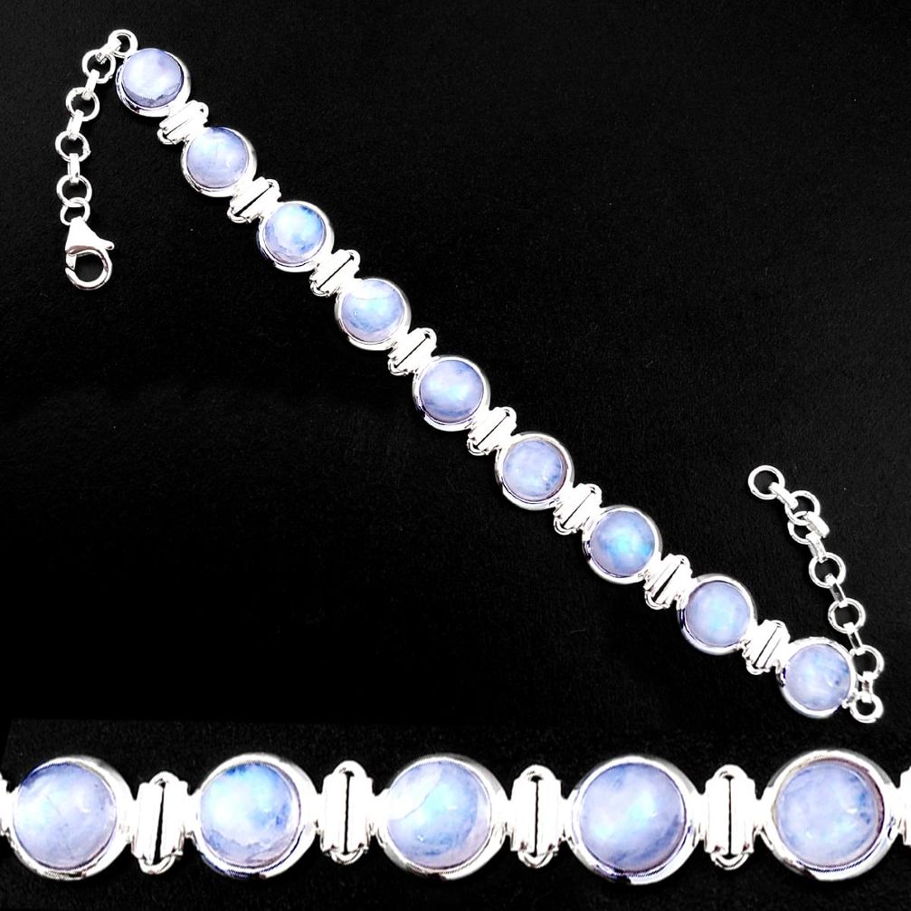 30.52cts natural rainbow moonstone 925 silver tennis bracelet jewelry p92888