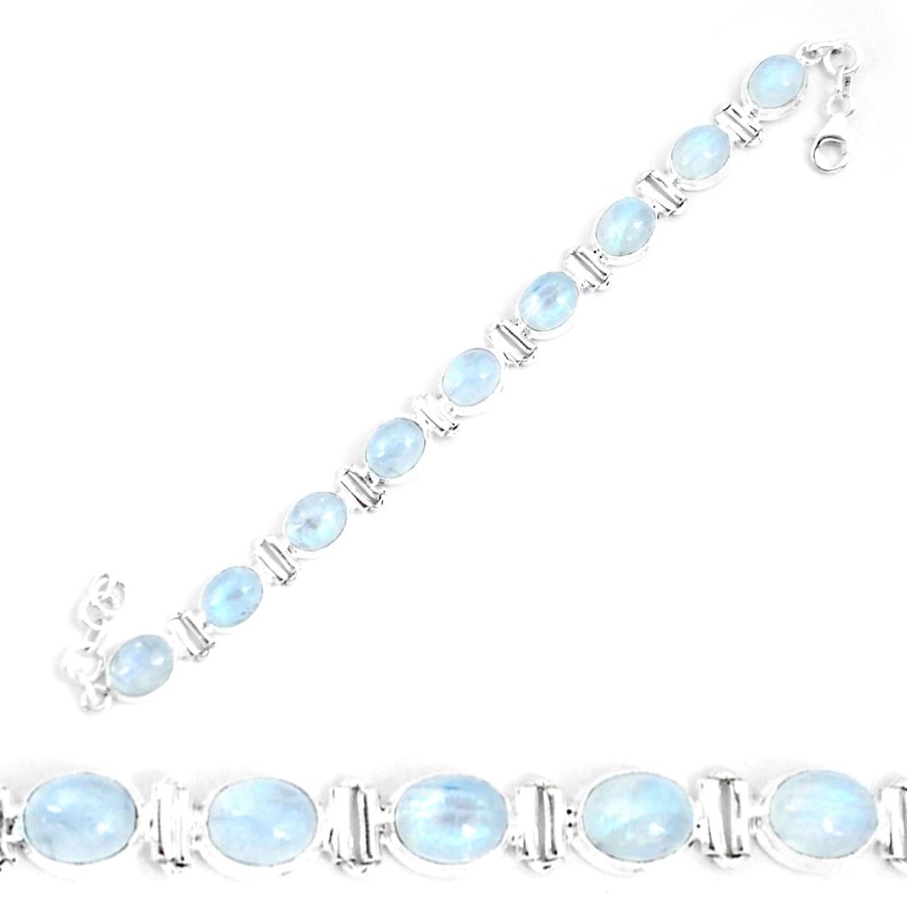 40.63cts natural rainbow moonstone 925 sterling silver tennis bracelet p48179