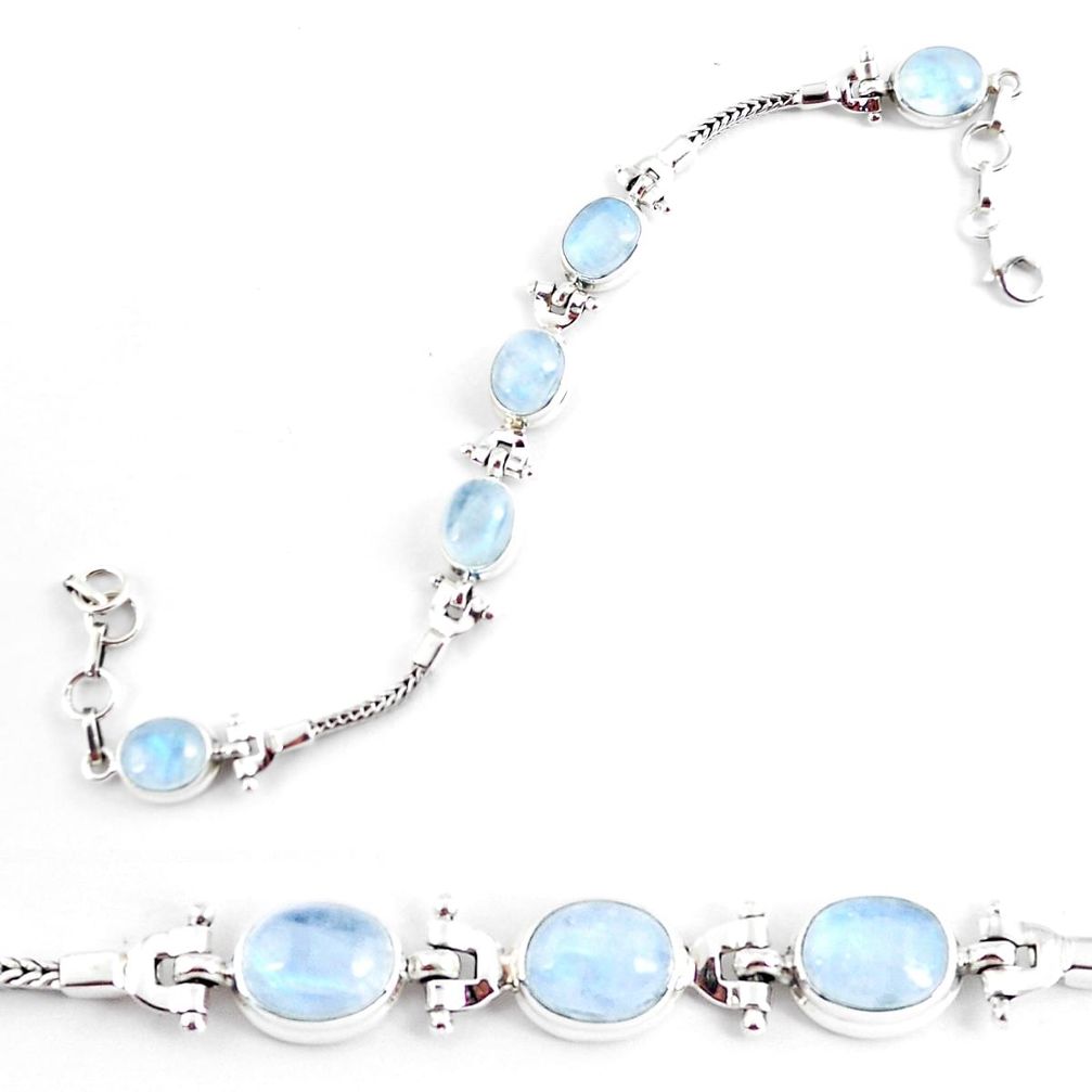 21.67cts natural rainbow moonstone 925 sterling silver tennis bracelet p54840