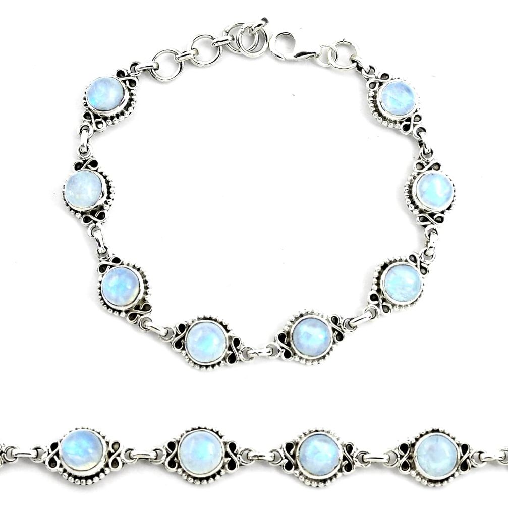 20.62cts natural rainbow moonstone 925 sterling silver tennis bracelet p72922