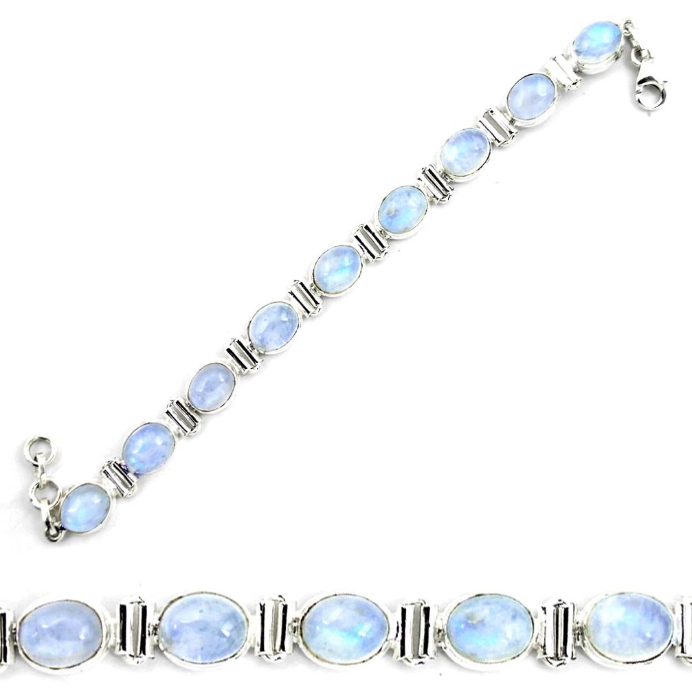 41.06cts natural rainbow moonstone 925 sterling silver tennis bracelet p72975