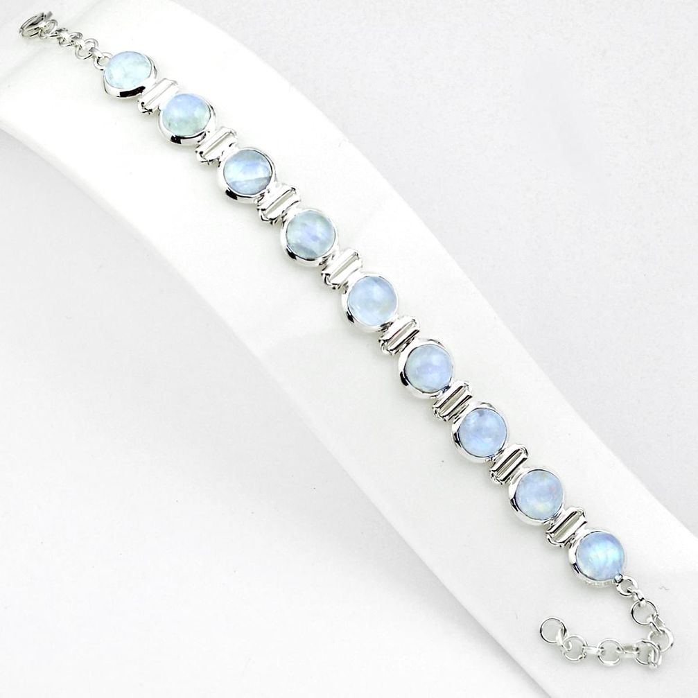 30.09cts natural rainbow moonstone 925 sterling silver tennis bracelet p81403