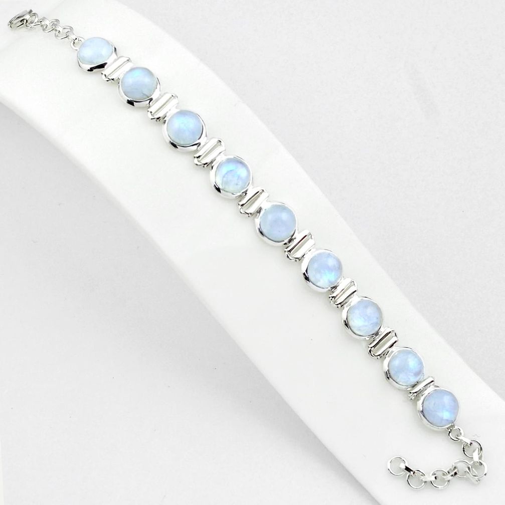 32.94cts natural rainbow moonstone 925 sterling silver tennis bracelet p81409