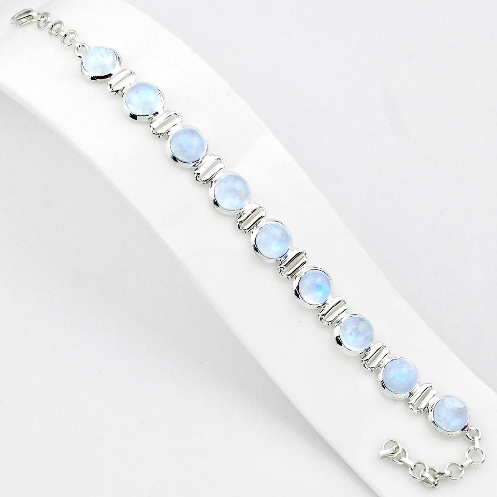 29.68cts natural rainbow moonstone 925 sterling silver tennis bracelet p81411