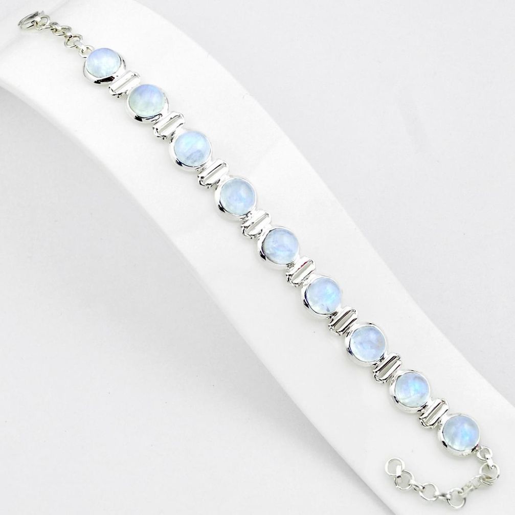 30.11cts natural rainbow moonstone 925 sterling silver tennis bracelet p81412