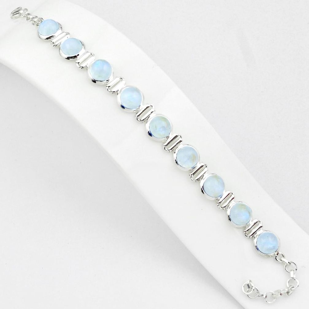 30.52cts natural rainbow moonstone 925 sterling silver tennis bracelet p81414