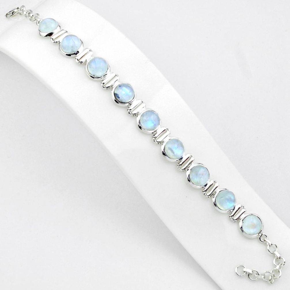 29.23cts natural rainbow moonstone 925 sterling silver tennis bracelet p81415