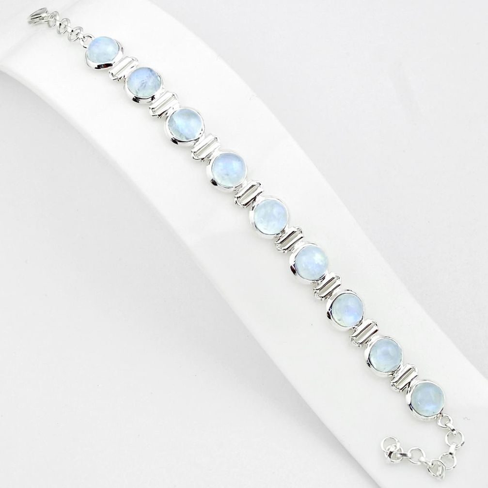 30.11cts natural rainbow moonstone 925 sterling silver tennis bracelet p81418