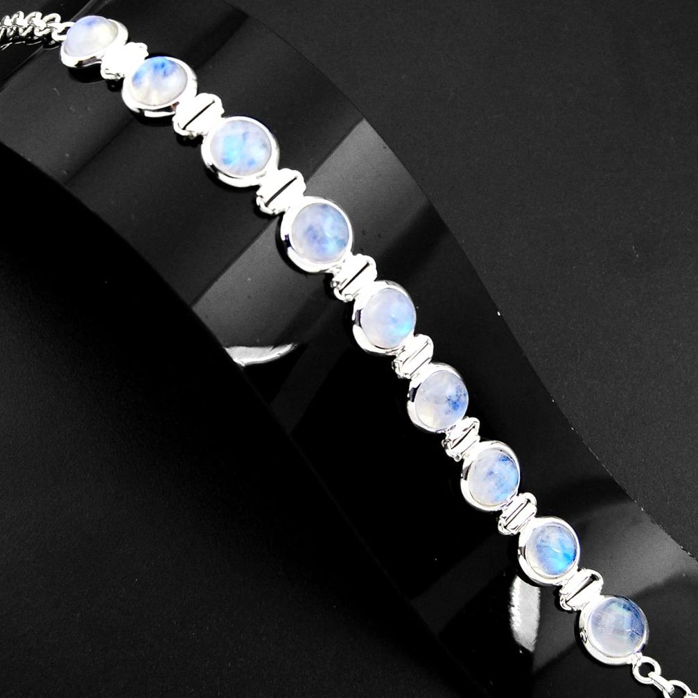 29.23cts natural rainbow moonstone 925 sterling silver tennis bracelet p89645