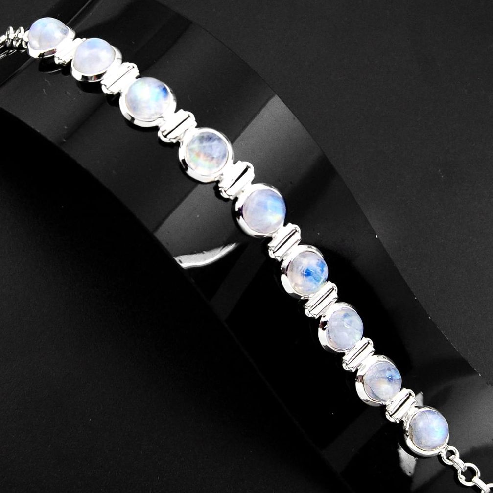 31.28cts natural rainbow moonstone 925 sterling silver tennis bracelet p89646