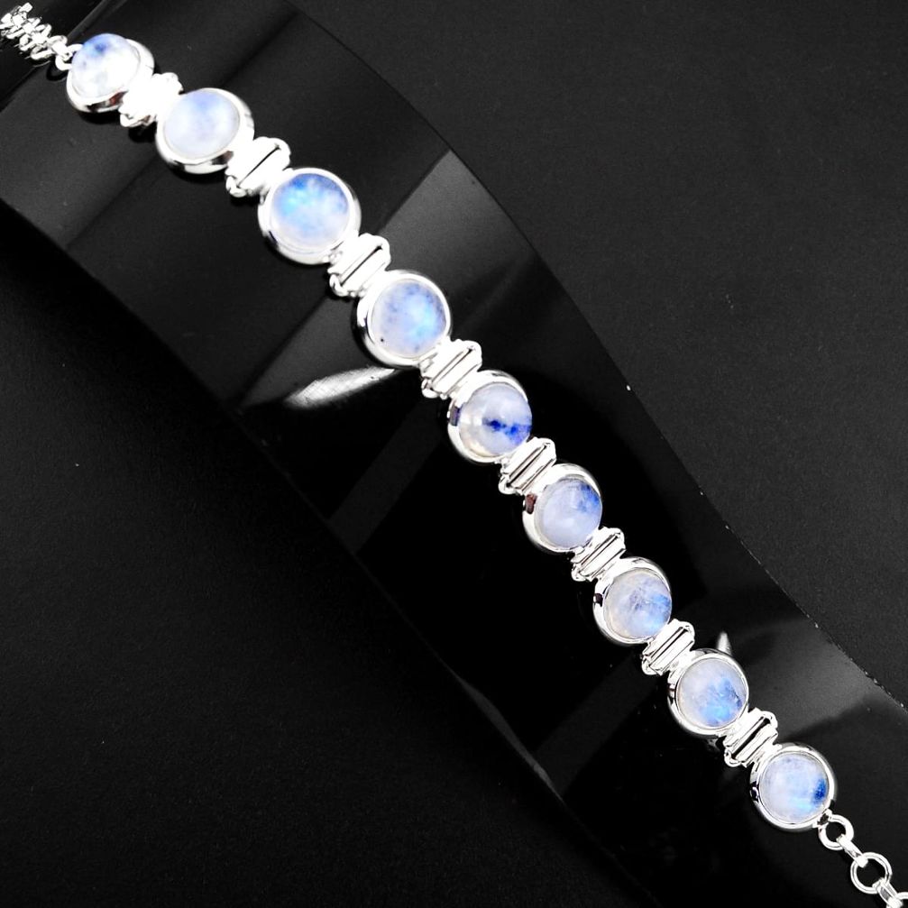 30.11cts natural rainbow moonstone 925 sterling silver tennis bracelet p89649