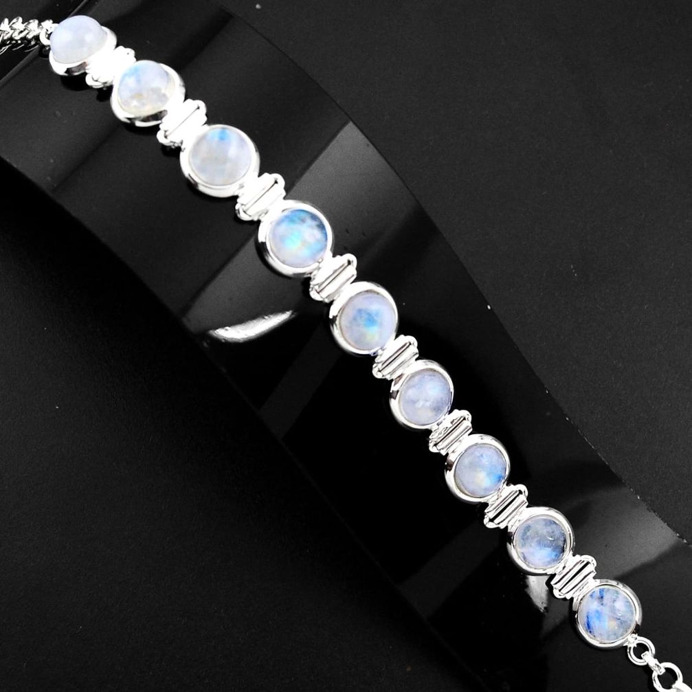 30.11cts natural rainbow moonstone 925 sterling silver tennis bracelet p89650