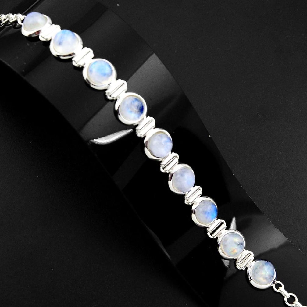 30.52cts natural rainbow moonstone 925 sterling silver tennis bracelet p89654