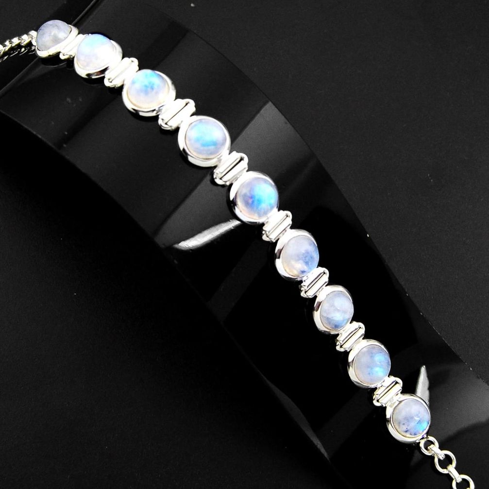 30.38cts natural rainbow moonstone 925 sterling silver tennis bracelet p89655