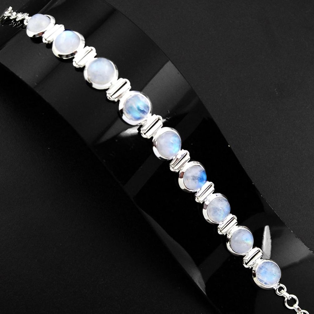 30.48cts natural rainbow moonstone 925 sterling silver tennis bracelet p89657