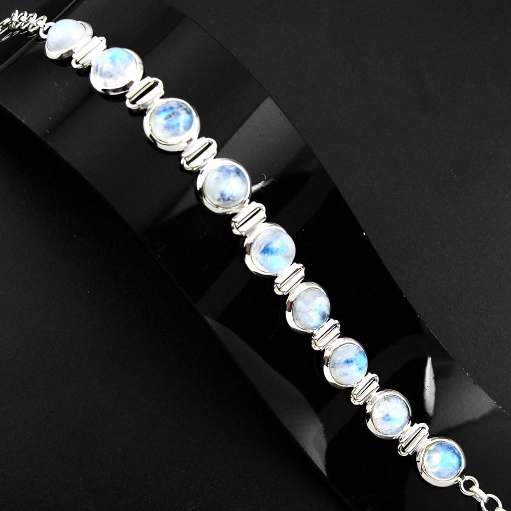 30.81cts natural rainbow moonstone 925 sterling silver tennis bracelet p89659