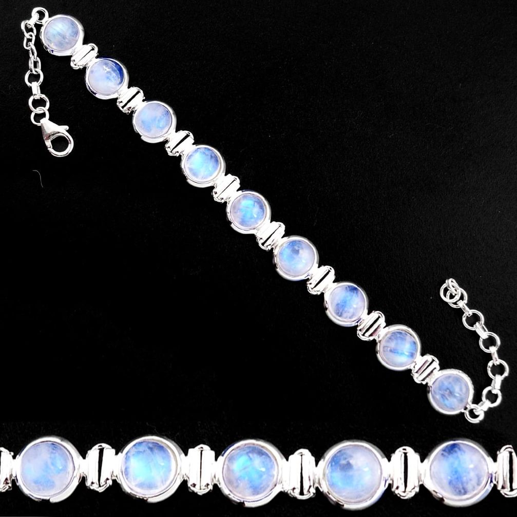 29.66cts natural rainbow moonstone 925 sterling silver tennis bracelet p92885