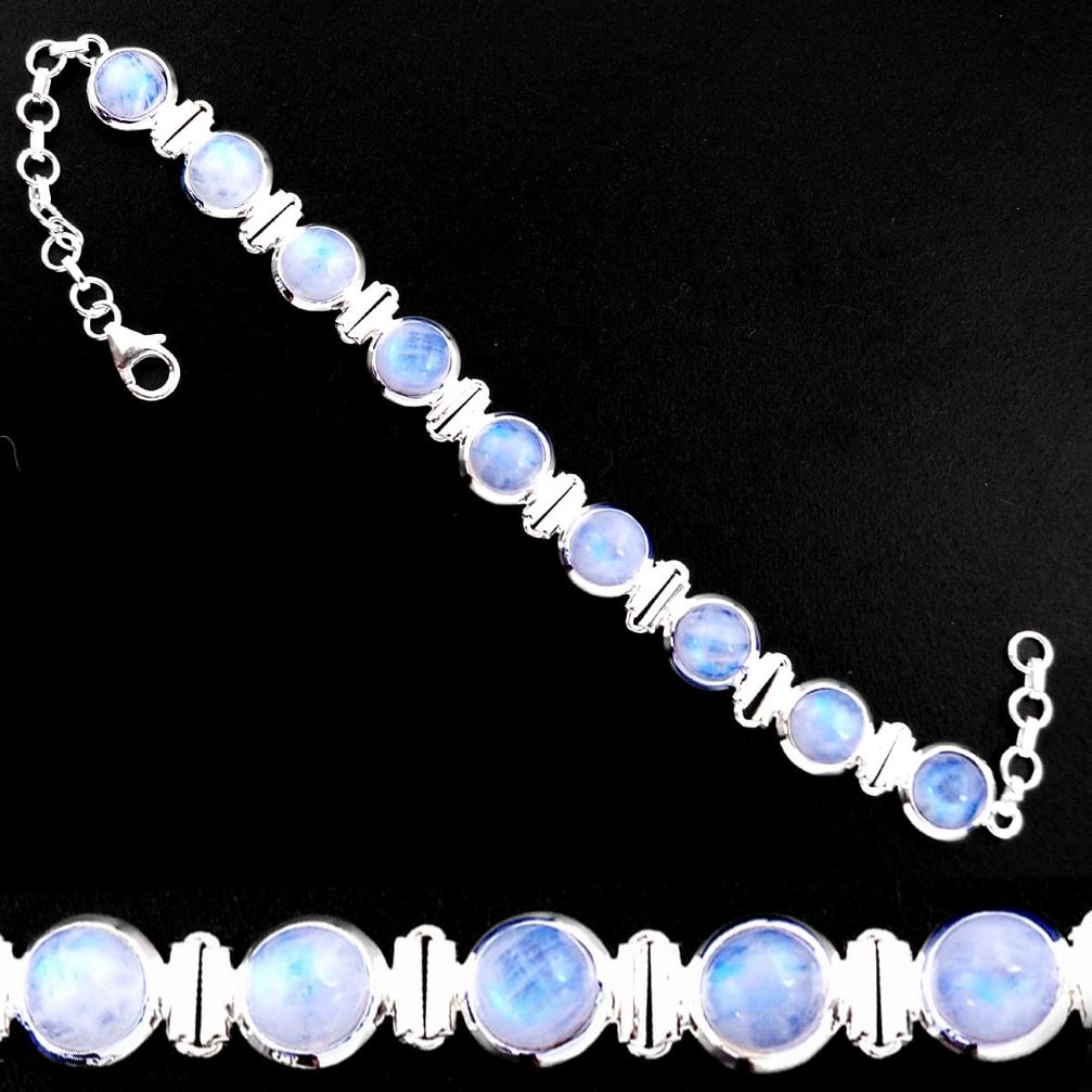 30.52cts natural rainbow moonstone 925 sterling silver tennis bracelet p92886