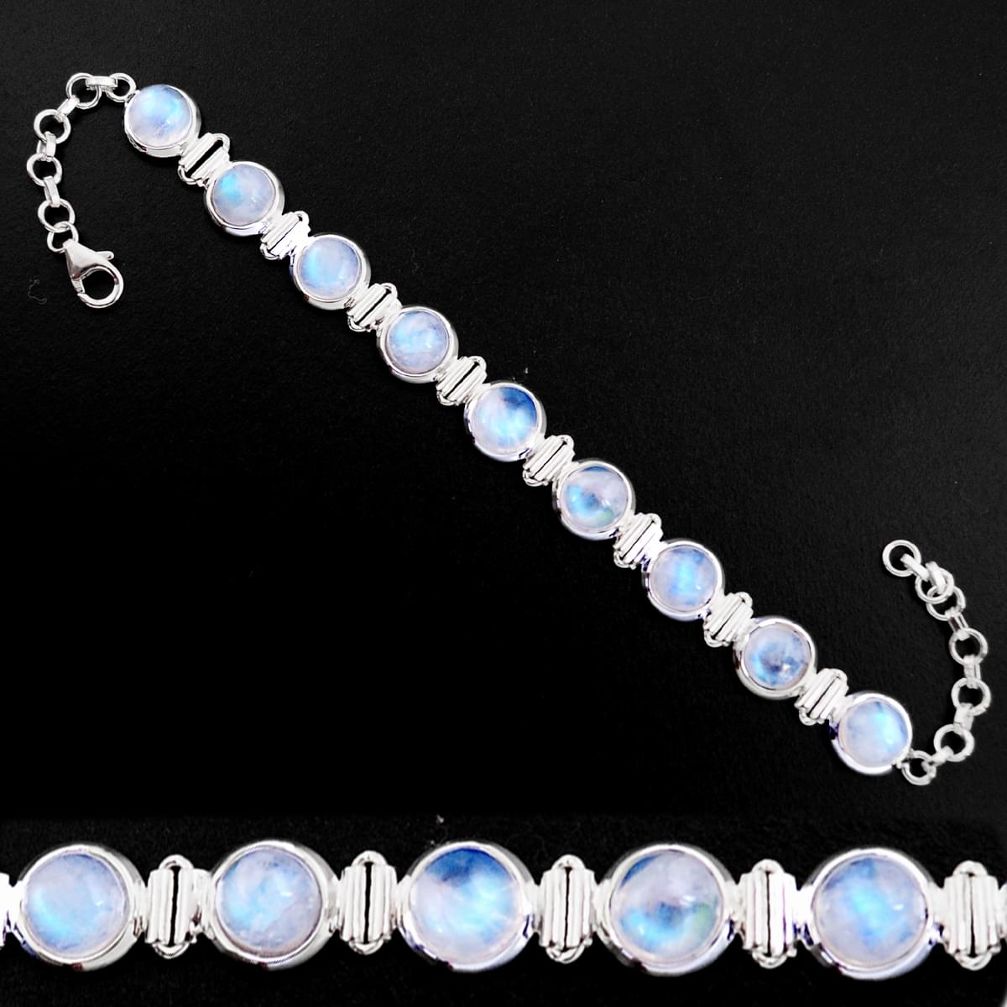 30.52cts natural rainbow moonstone 925 sterling silver tennis bracelet p92897