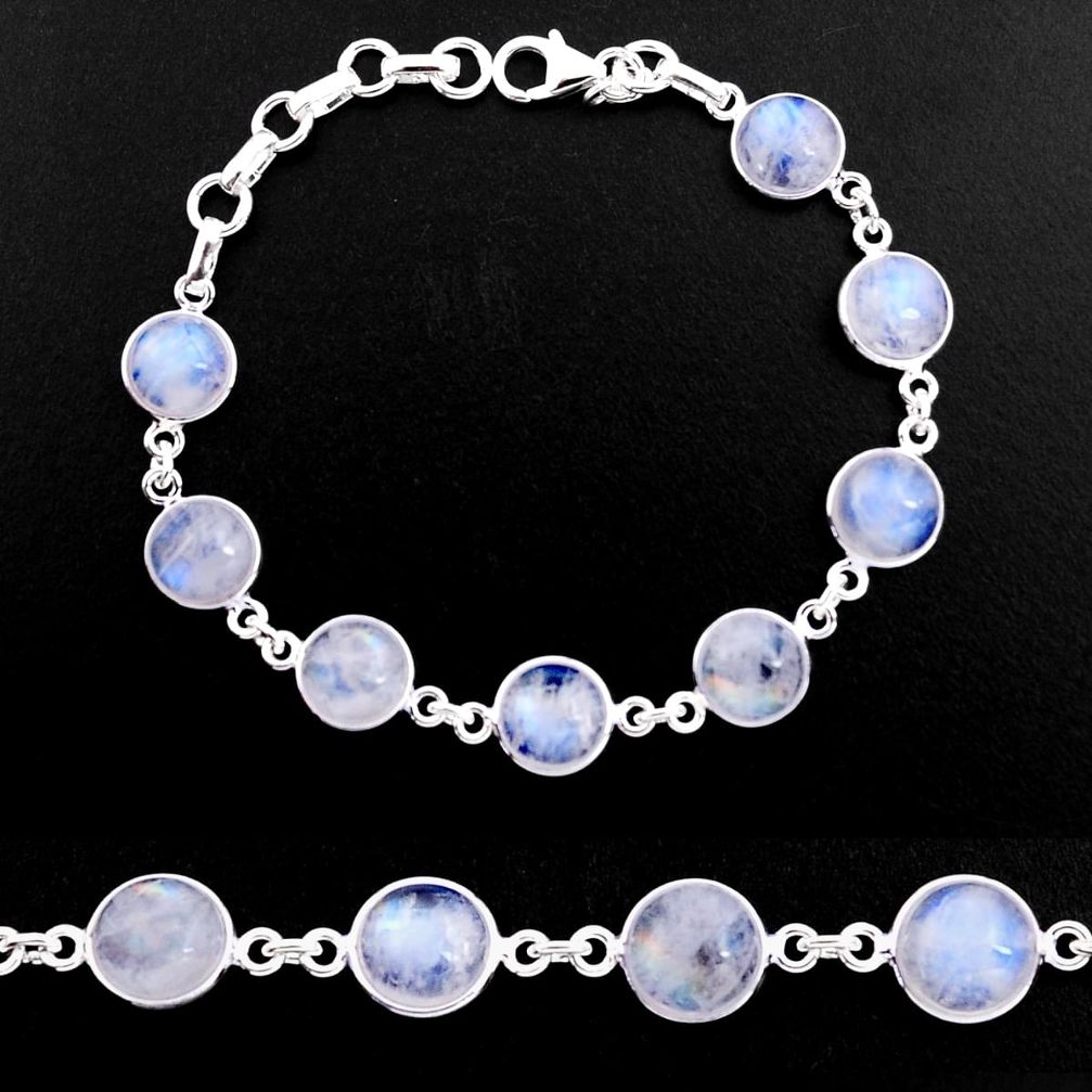 28.08cts natural rainbow moonstone 925 sterling silver tennis bracelet p92922
