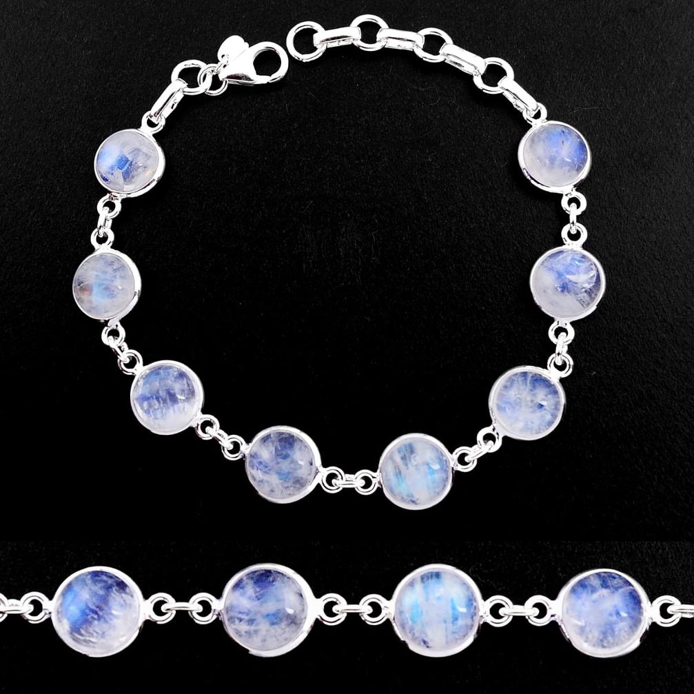 28.73cts natural rainbow moonstone 925 sterling silver tennis bracelet p92923