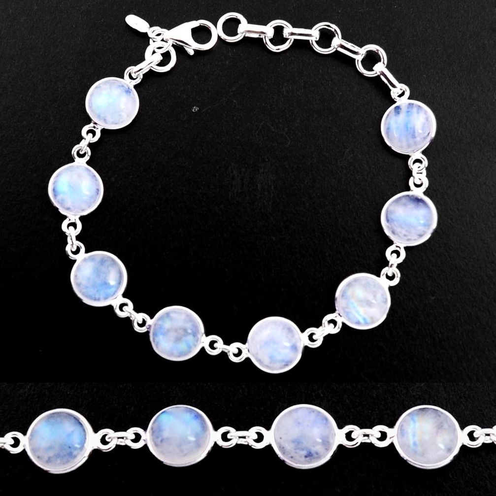27.69cts natural rainbow moonstone 925 sterling silver tennis bracelet p92928
