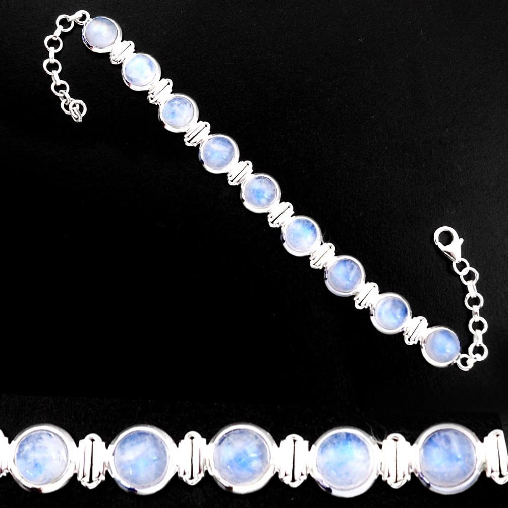 29.03cts natural rainbow moonstone 925 sterling silver tennis bracelet p92983