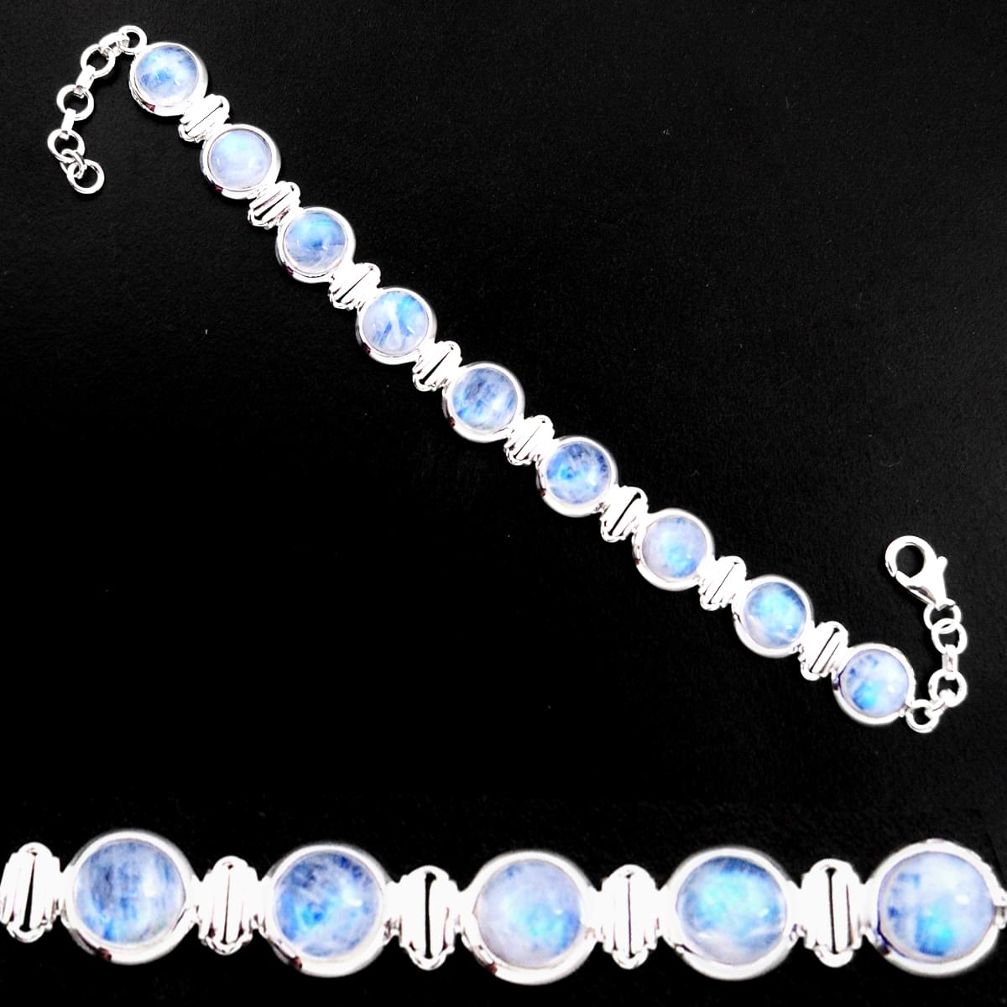 29.23cts natural rainbow moonstone 925 sterling silver tennis bracelet p92986