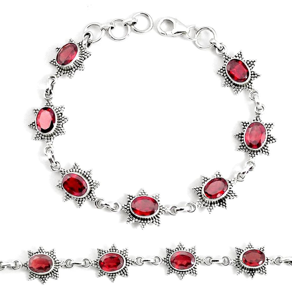 13.03cts natural red garnet 925 sterling silver tennis bracelet jewelry p34665