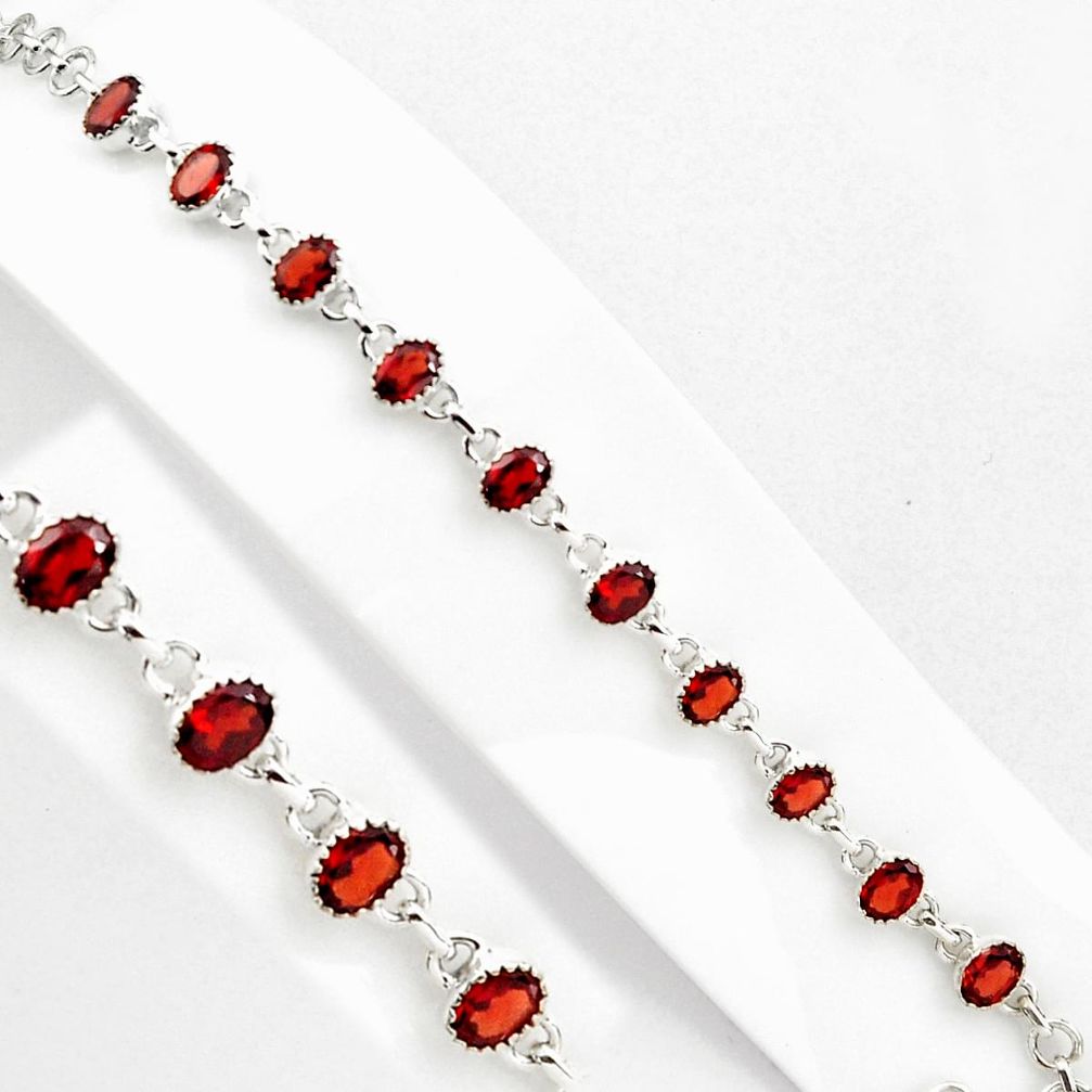 15.93cts natural red garnet 925 sterling silver tennis bracelet jewelry p89065