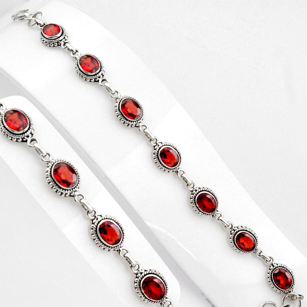16.18cts natural red garnet 925 sterling silver tennis bracelet jewelry p89074