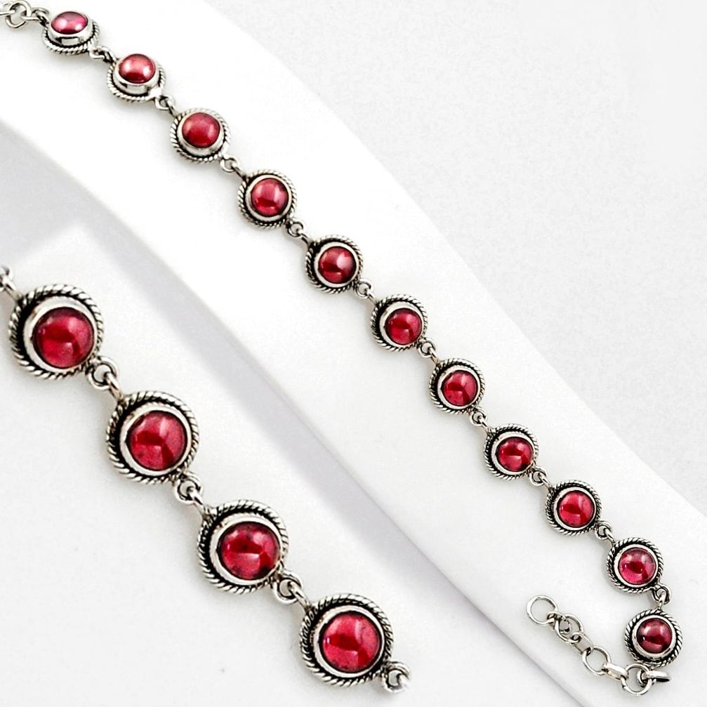 15.94cts natural red garnet 925 sterling silver tennis bracelet jewelry p89105