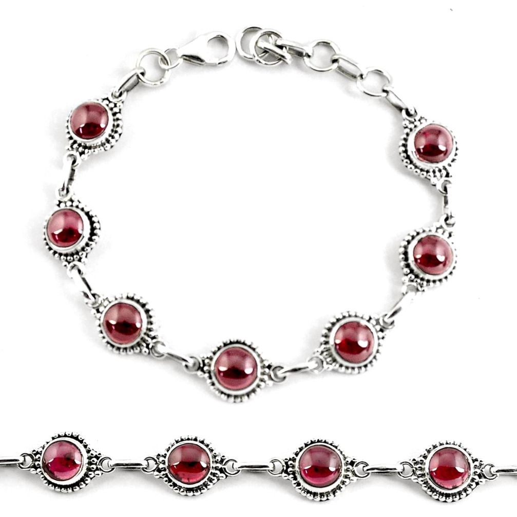 18.37cts natural red garnet 925 sterling silver tennis bracelet p68086