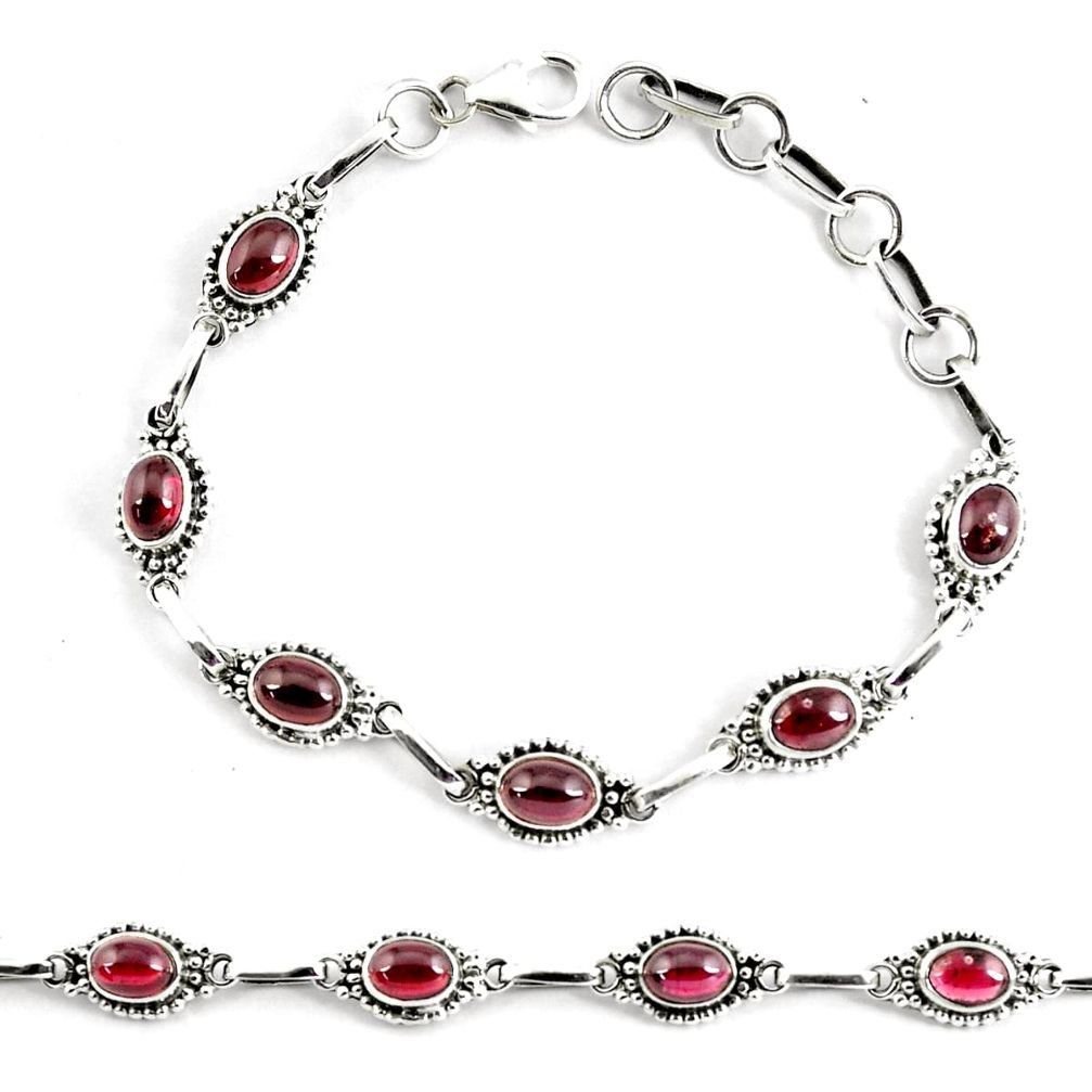 9.23cts natural red garnet 925 sterling silver tennis bracelet p68088