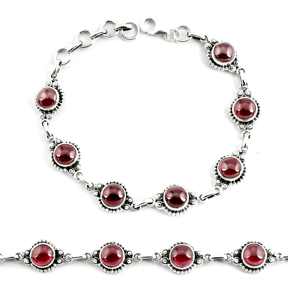 18.39cts natural red garnet 925 sterling silver tennis bracelet p68092