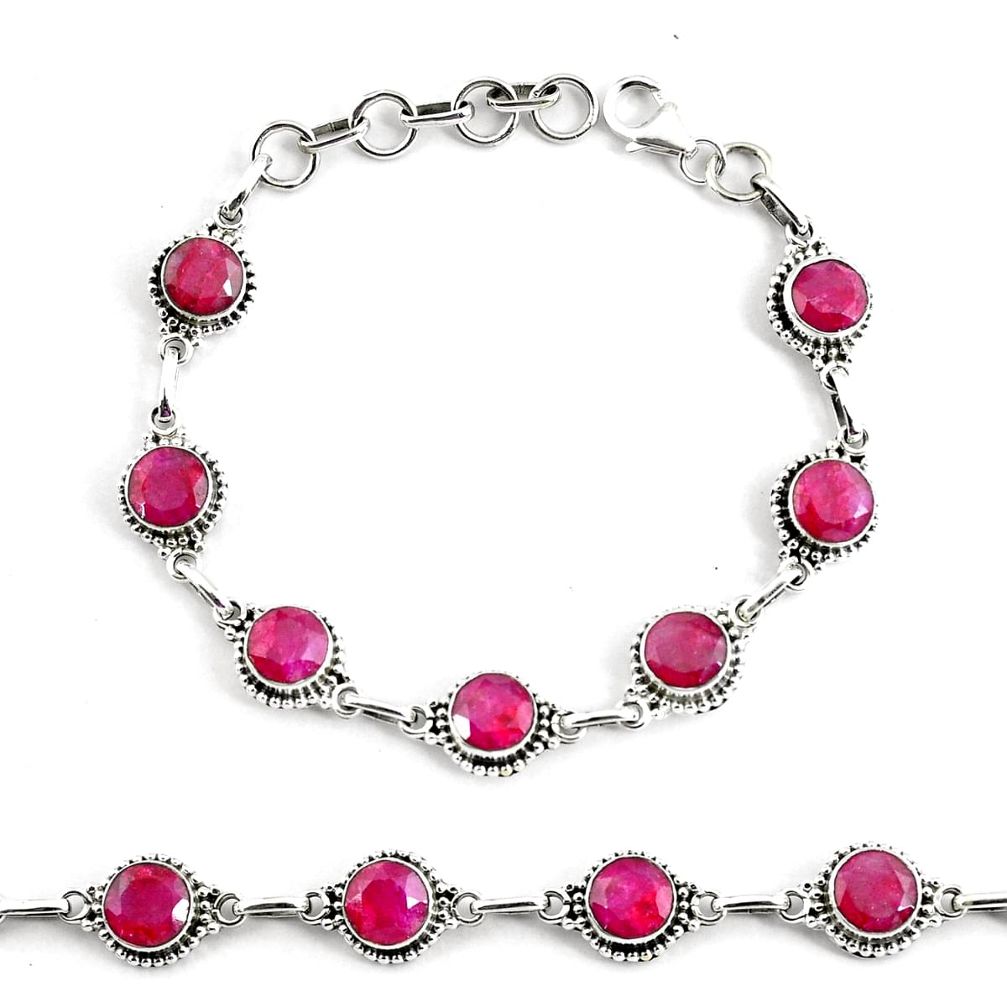 18.04cts natural red ruby 925 sterling silver tennis bracelet jewelry p68047