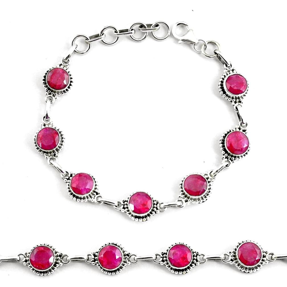 17.84cts natural red ruby 925 sterling silver tennis bracelet jewelry p68048