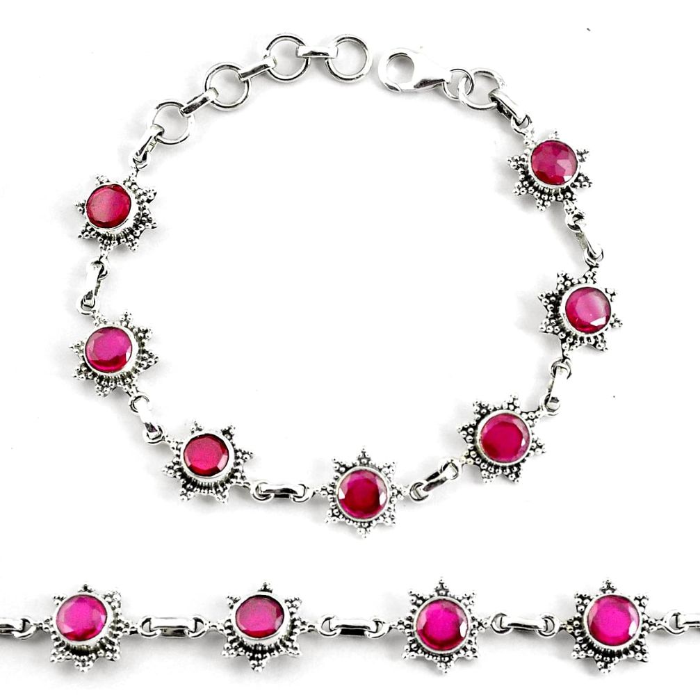 9.18cts natural red ruby 925 sterling silver tennis bracelet jewelry p68050