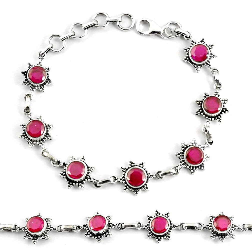 8.71cts natural red ruby 925 sterling silver tennis bracelet jewelry p68078