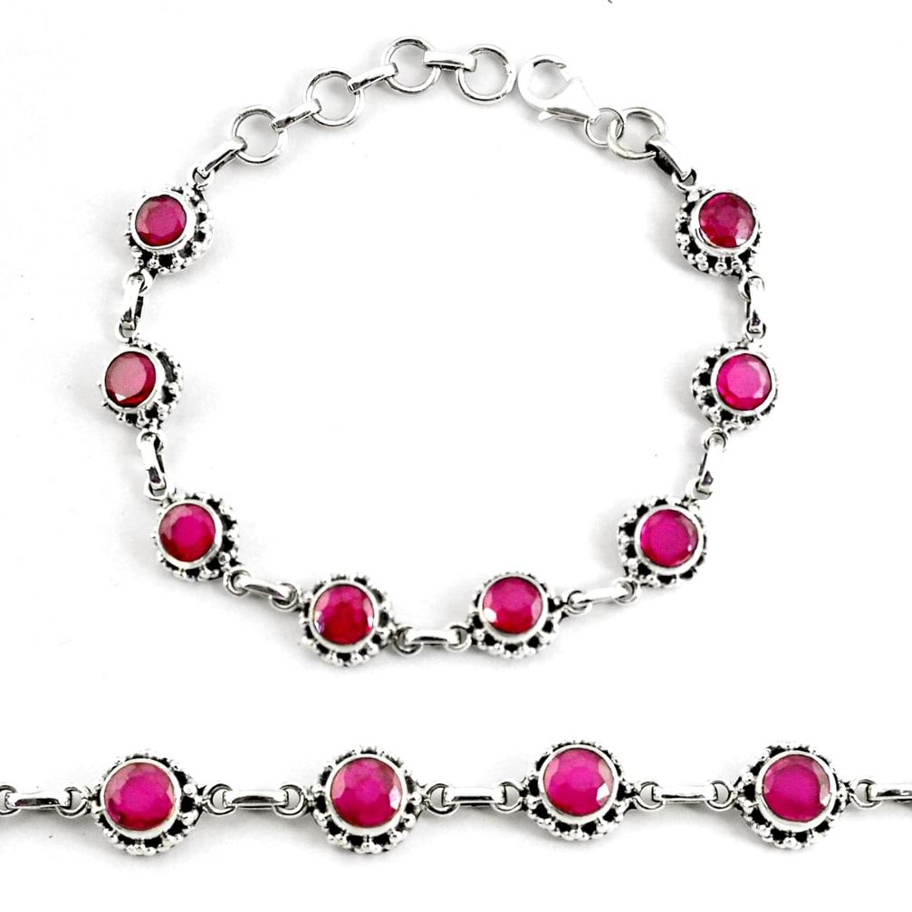 10.31cts natural red ruby 925 sterling silver tennis bracelet jewelry p68080