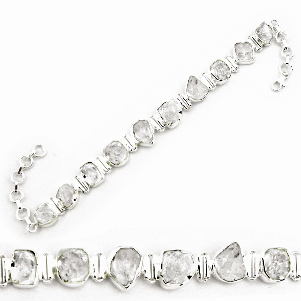 53.70cts natural white herkimer diamond 925 silver tennis bracelet p69001